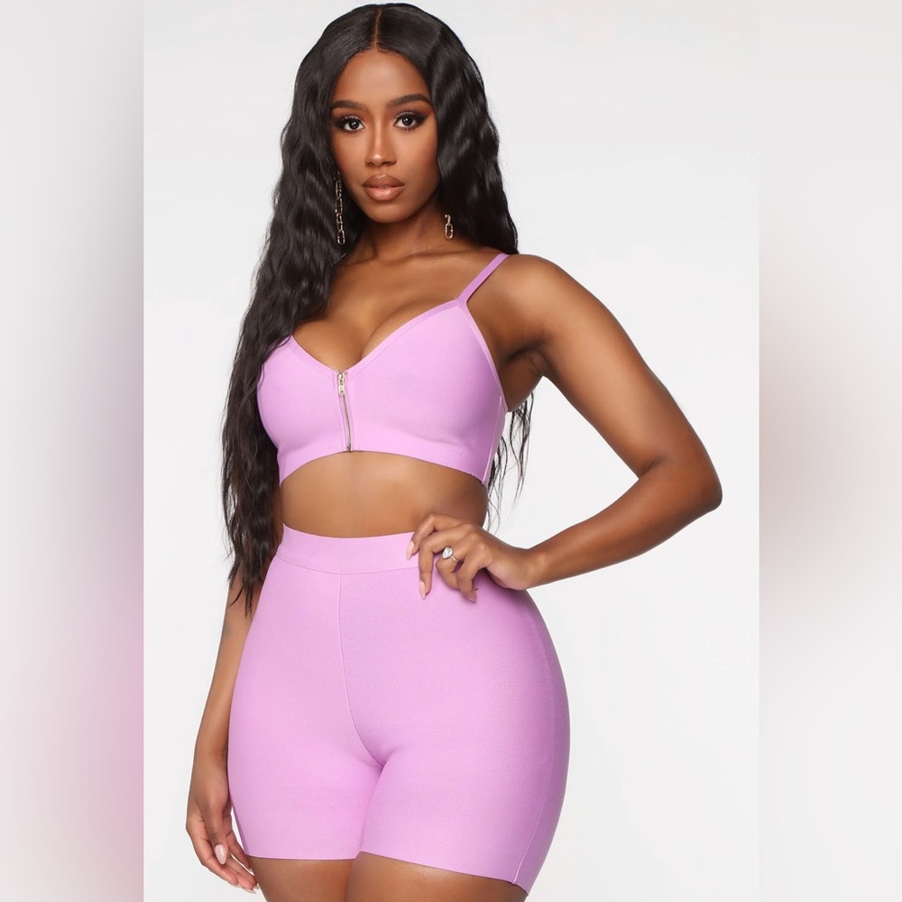 Fashion Nova Lavender Bandage Two Piece Set